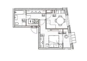 1-к квартира, вторичка, 36м2, 23/24 этаж