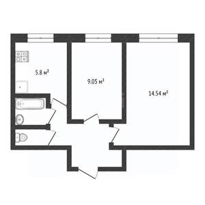 2-к квартира, вторичка, 39м2, 5/5 этаж