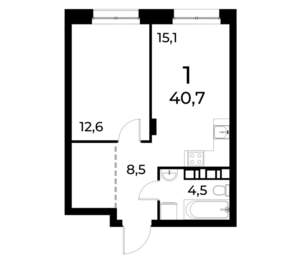 1-к квартира, вторичка, 41м2, 19/20 этаж