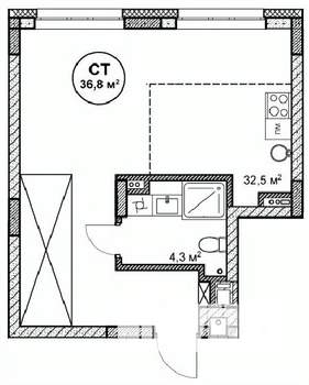 Студия квартира, вторичка, 37м2, 3/14 этаж