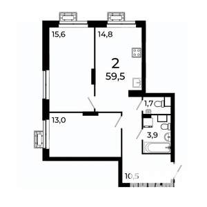 2-к квартира, вторичка, 60м2, 4/19 этаж