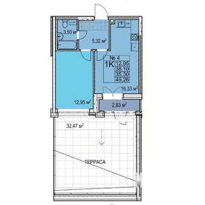 1-к квартира, строящийся дом, 49м2, 2/17 этаж