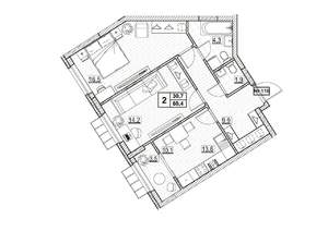 2-к квартира, вторичка, 60м2, 14/24 этаж
