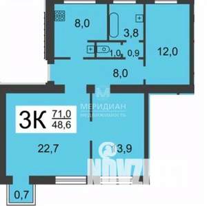 3-к квартира, вторичка, 75м2, 3/4 этаж