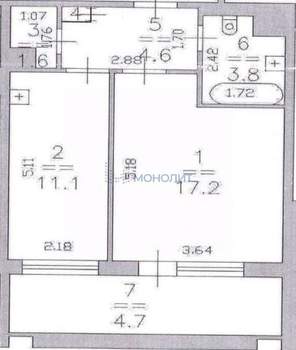 1-к квартира, вторичка, 38м2, 12/12 этаж