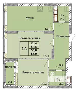 2-к квартира, вторичка, 56м2, 17/18 этаж