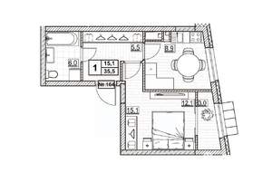 1-к квартира, вторичка, 36м2, 20/24 этаж
