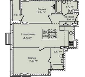 3-к квартира, вторичка, 72м2, 2/16 этаж