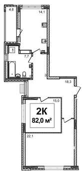 2-к квартира, строящийся дом, 82м2, 13/17 этаж