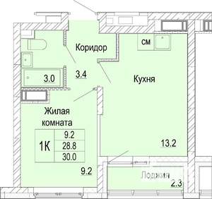 1-к квартира, вторичка, 30м2, 21/25 этаж