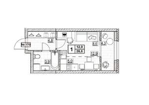 Студия квартира, вторичка, 27м2, 21/24 этаж