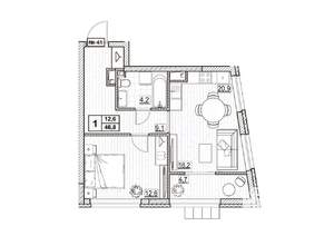 1-к квартира, вторичка, 47м2, 6/24 этаж