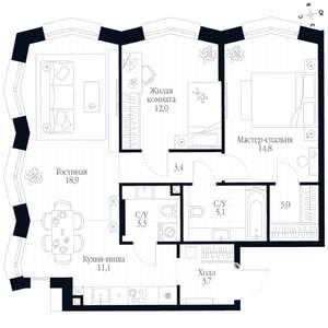 3-к квартира, вторичка, 75м2, 6/20 этаж