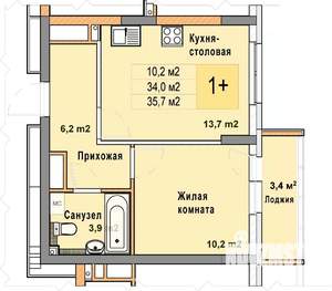 1-к квартира, вторичка, 36м2, 20/25 этаж