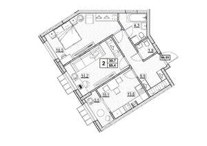 2-к квартира, вторичка, 60м2, 11/24 этаж