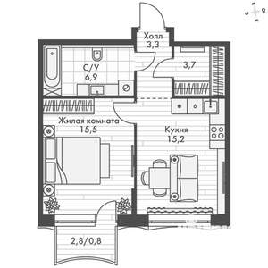1-к квартира, вторичка, 45м2, 2/16 этаж