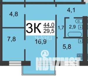 2-к квартира, вторичка, 44м2, 5/5 этаж