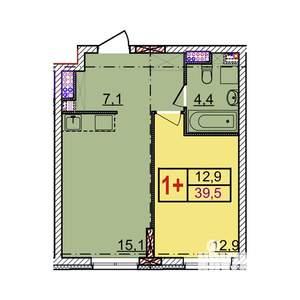 1-к квартира, вторичка, 40м2, 11/18 этаж