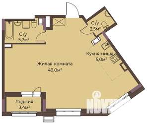 1-к квартира, вторичка, 64м2, 10/12 этаж