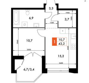 1-к квартира, вторичка, 43м2, 13/20 этаж