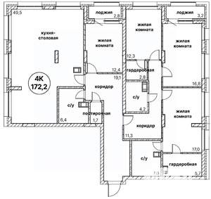 4-к квартира, вторичка, 172м2, 11/13 этаж