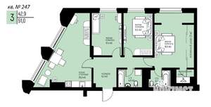 3-к квартира, вторичка, 91м2, 24/25 этаж