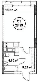 Студия квартира, строящийся дом, 29м2, 9/22 этаж