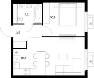 1-к квартира, вторичка, 38м2, 2/17 этаж