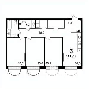 3-к квартира, вторичка, 100м2, 3/9 этаж