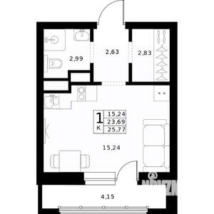 Студия квартира, вторичка, 26м2, 10/24 этаж