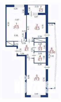 2-к квартира, строящийся дом, 93м2, 8/25 этаж