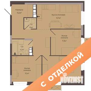 3-к квартира, строящийся дом, 74м2, 4/8 этаж