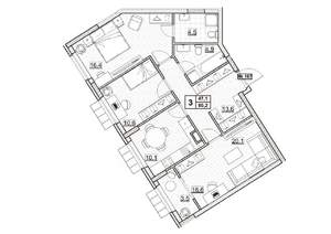 3-к квартира, вторичка, 80м2, 20/24 этаж