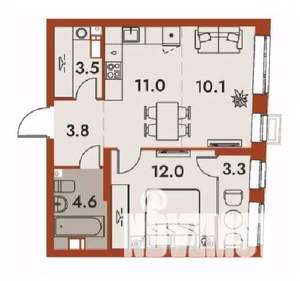 2-к квартира, строящийся дом, 48м2, 10/25 этаж