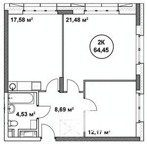 2-к квартира, вторичка, 64м2, 7/22 этаж