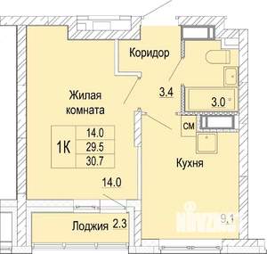 1-к квартира, вторичка, 31м2, 24/25 этаж