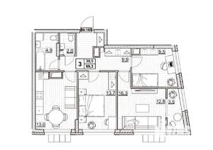 3-к квартира, вторичка, 69м2, 20/24 этаж