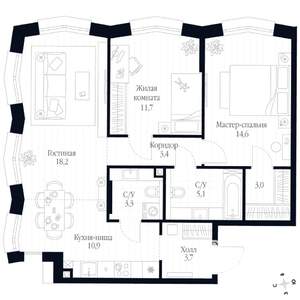 3-к квартира, вторичка, 74м2, 3/20 этаж