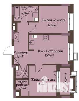 2-к квартира, вторичка, 59м2, 4/12 этаж