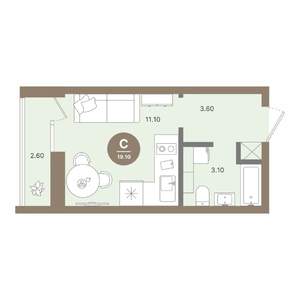 Студия квартира, вторичка, 19м2, 5/18 этаж