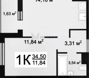 1-к квартира, вторичка, 35м2, 4/9 этаж