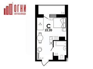 Студия квартира, вторичка, 22м2, 4/25 этаж