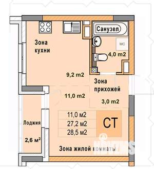 Студия квартира, вторичка, 29м2, 3/25 этаж
