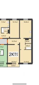 2-к квартира, вторичка, 68м2, 2/10 этаж