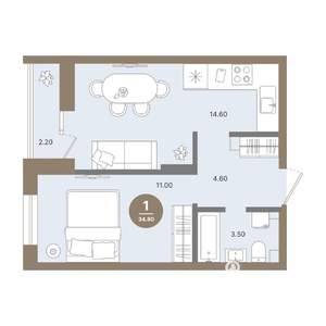 1-к квартира, вторичка, 35м2, 2/18 этаж