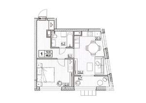 1-к квартира, вторичка, 47м2, 14/24 этаж