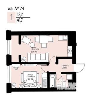 1-к квартира, вторичка, 42м2, 6/25 этаж