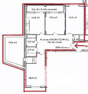4-к квартира, строящийся дом, 123м2, 5/17 этаж