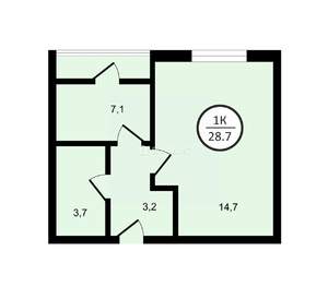 1-к квартира, вторичка, 29м2, 2/3 этаж