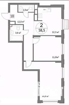 2-к квартира, строящийся дом, 59м2, 4/22 этаж